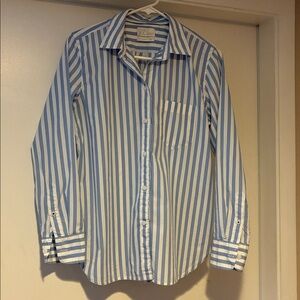 J. Crew Classic Light Blue and White Striped Shirt
